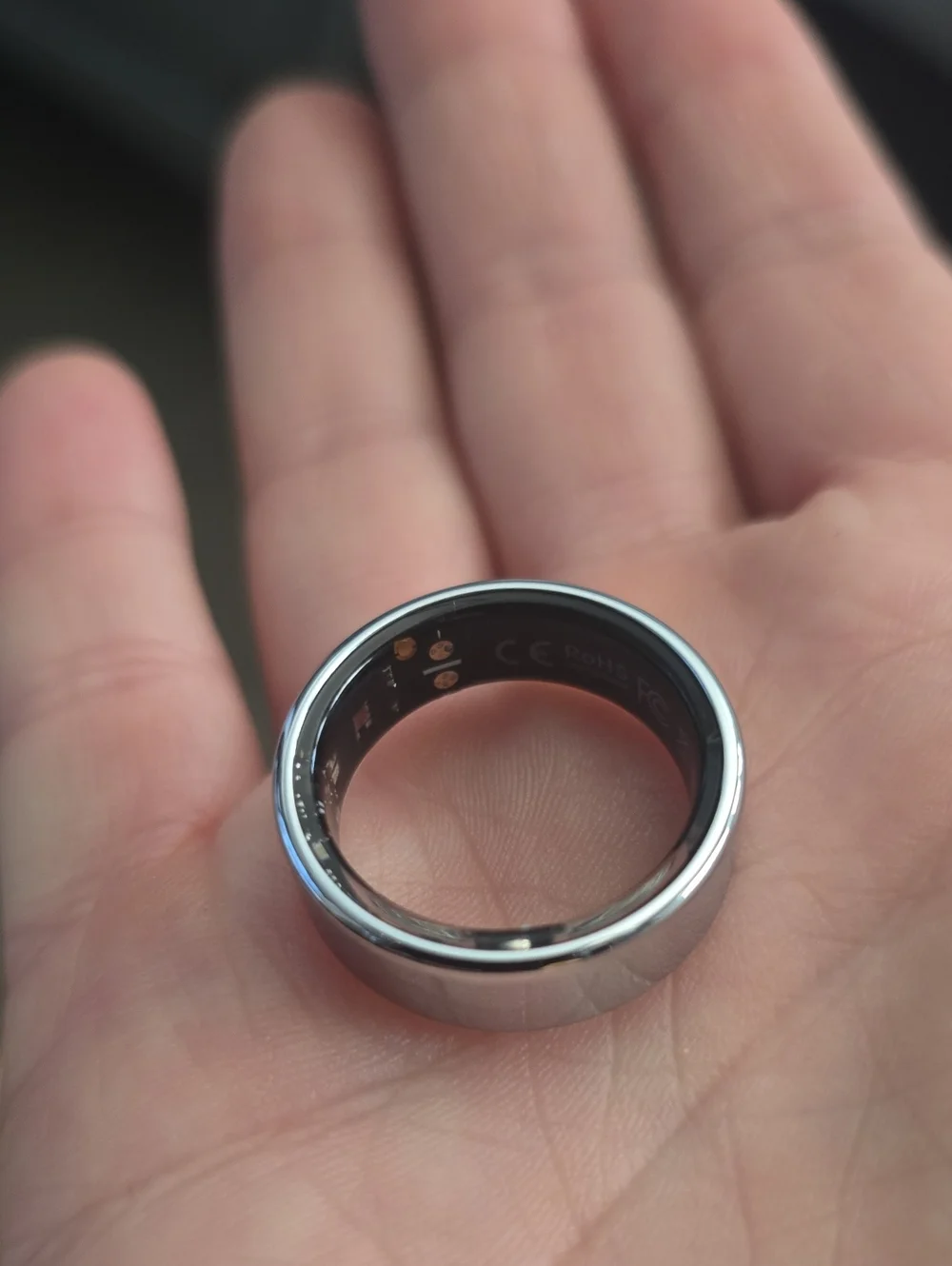Silver Smart Ring with USB Charging Cable